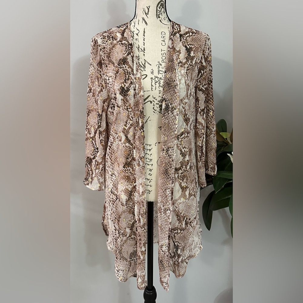 πβ¨ Metallic Snakeskin Open Front Kimono - Picture 2 of 13